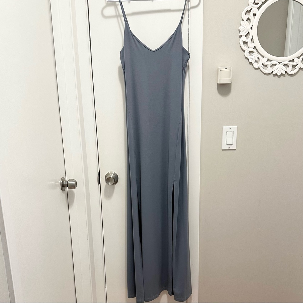 Susana Monaco Slate Blue Tank Double Slit Maxi Dress M Women’s summer casual